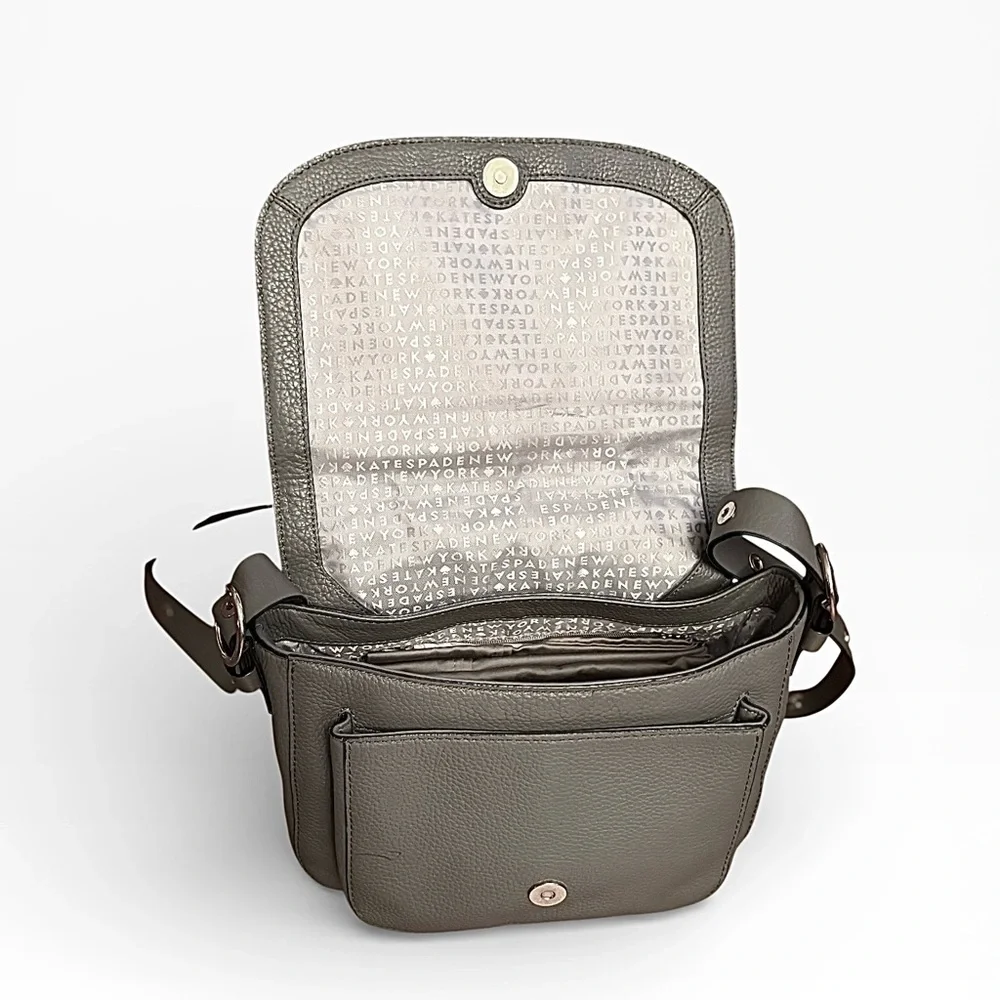 Kate Spade Chantelle Watertown Road gray suede & pebbled leather crossbody - Picture 4 of 7